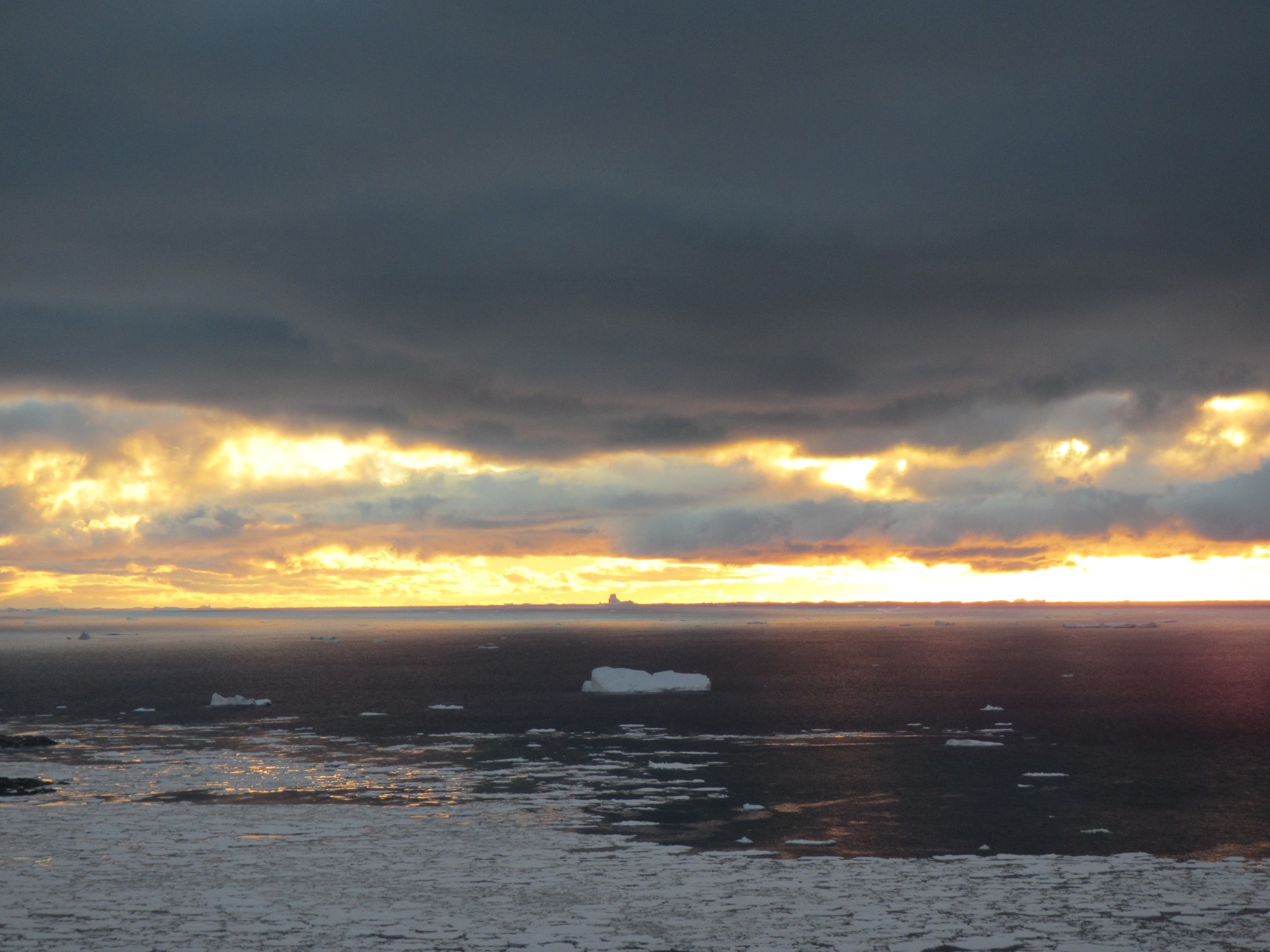 Sunset from atop the glacier on Dec. 21. The solstice brought just 135 minutes of official nightfall to Palmer Station.
