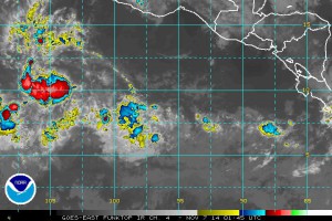 The cause of our rainy day: Invest 96E. (NOAA/GOES)