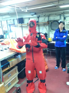 Safety drill and gumby suit.