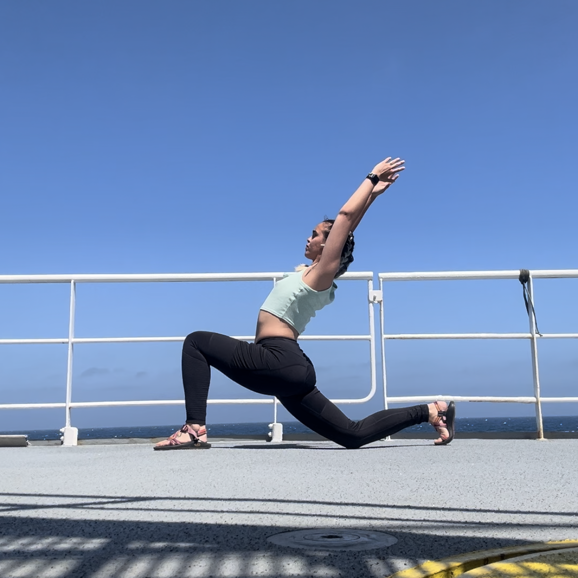 Chloe's 1st Yoga Practice at Sea! Photo Credit Chloe Dean.